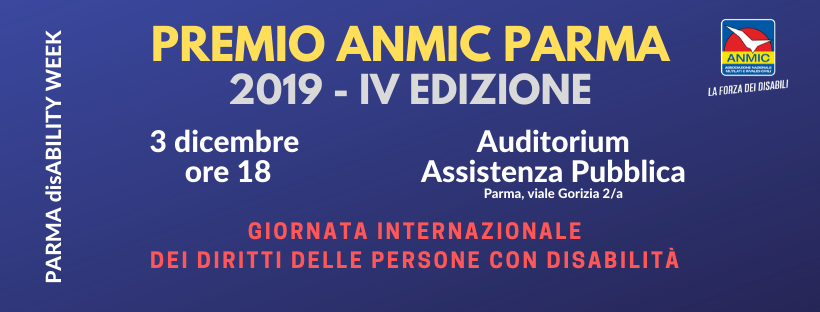 Il 3 dicembre il Premio Anmic Parma 2019