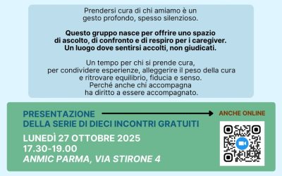 Gruppo di supporto “Durante Noi”: lunedì 27 ottobre la presentazione in Anmic