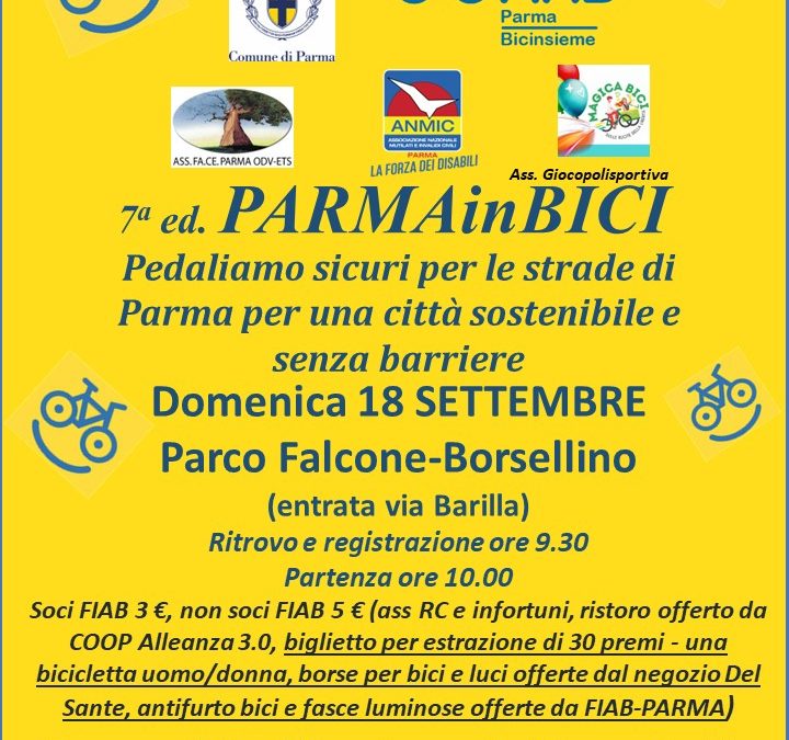 Parmainbici: domenica 18 settembre, la biciclettata in centro adatta anche a carrozzine, tandem, tribike, triride e handbike