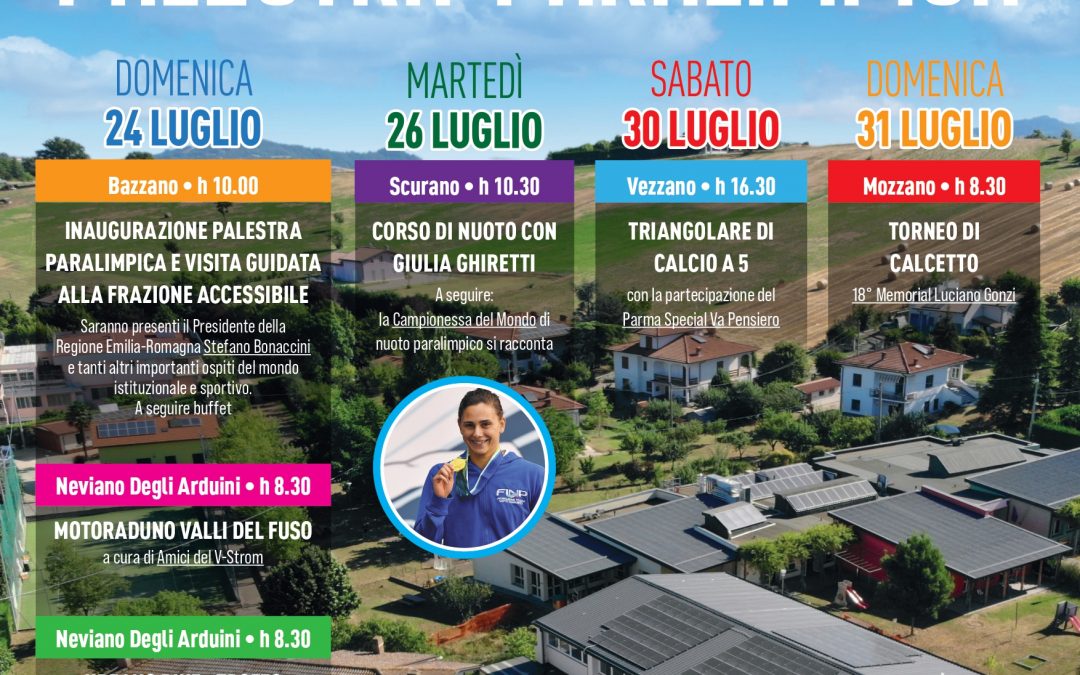 Palestra paralimpica: domenica 24 luglio a Bazzano l’inaugurazione